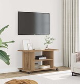 VidaXL Tv-meubel met wieltjes 80x40x45cm bewerkt hout artisanaal eiken