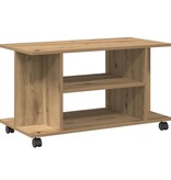 VidaXL Tv-meubel met wieltjes 80x40x45cm bewerkt hout artisanaal eiken