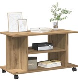 VidaXL Tv-meubel met wieltjes 80x40x45cm bewerkt hout artisanaal eiken