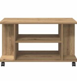 VidaXL Tv-meubel met wieltjes 80x40x45cm bewerkt hout artisanaal eiken