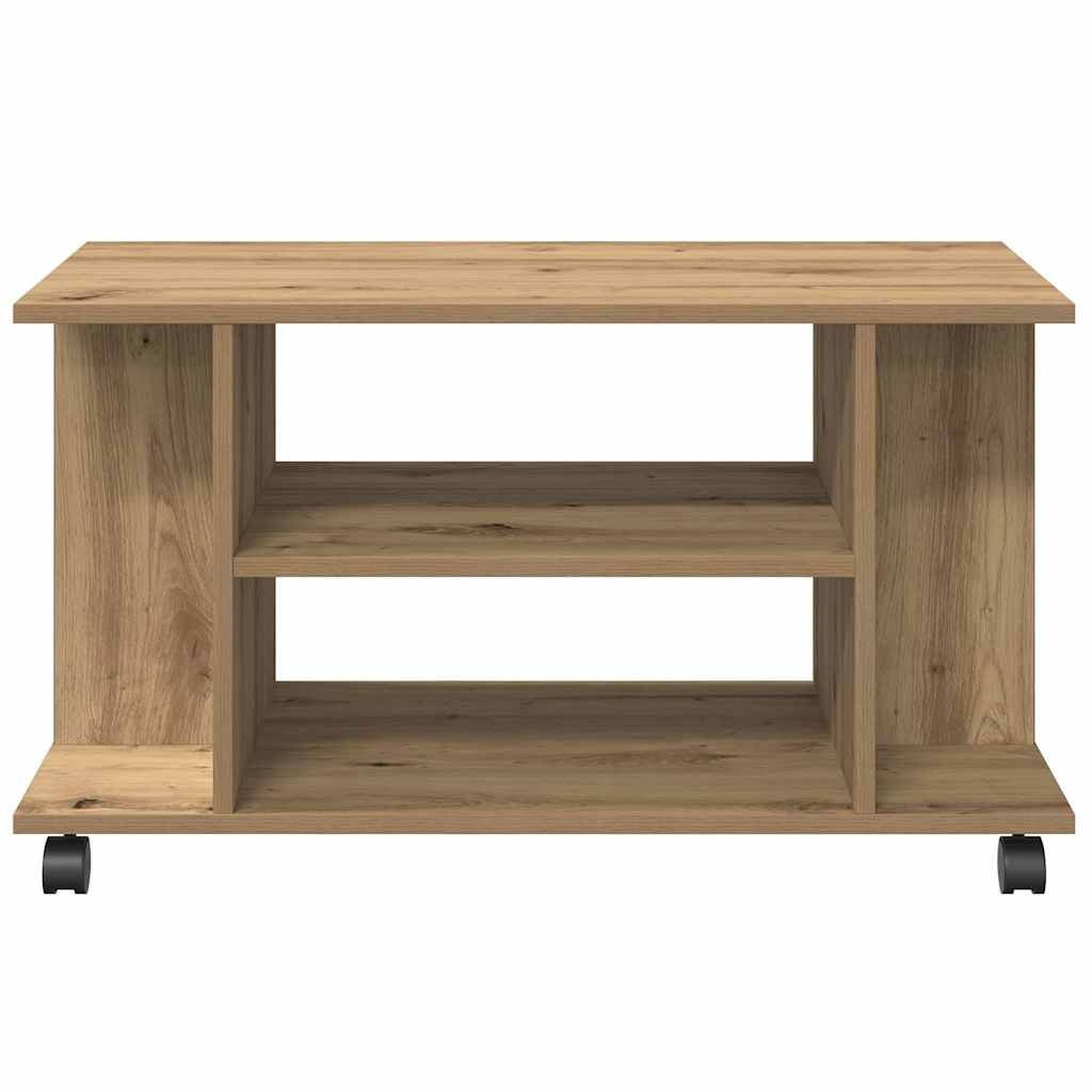 VidaXL Tv-meubel met wieltjes 80x40x45cm bewerkt hout artisanaal eiken