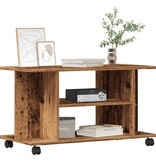 VidaXL Tv-meubel met wieltjes 80x40x45 cm bewerkt hout oud houtkleurig