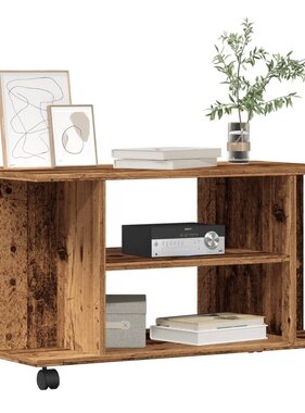 VidaXL Tv-meubel met wieltjes 80x40x45 cm bewerkt hout oud houtkleurig
