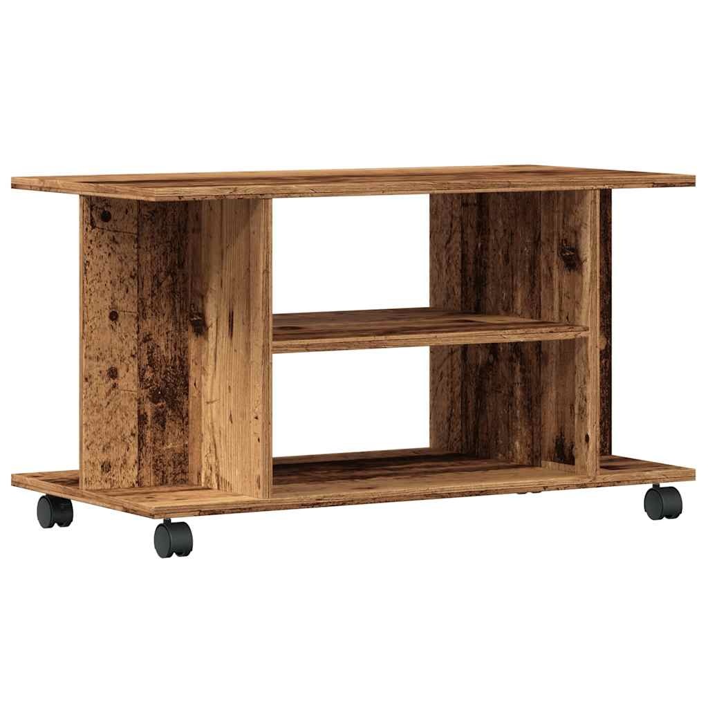 VidaXL Tv-meubel met wieltjes 80x40x45 cm bewerkt hout oud houtkleurig