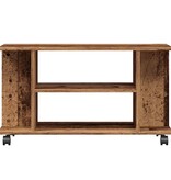 VidaXL Tv-meubel met wieltjes 80x40x45 cm bewerkt hout oud houtkleurig