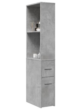 VidaXL Badkamerkast smal met wielen bewerkt hout betongrijs