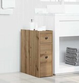VidaXL Badkamerkast smal met wielen bewerkt hout artisanaal eikenkleur