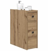 VidaXL Badkamerkast smal met wielen bewerkt hout artisanaal eikenkleur