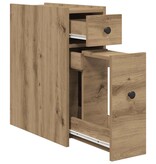 VidaXL Badkamerkast smal met wielen bewerkt hout artisanaal eikenkleur