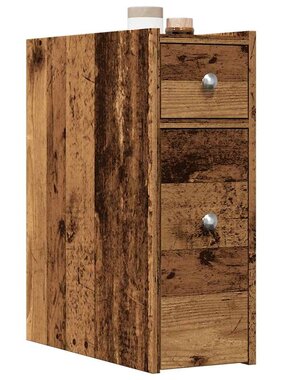 VidaXL Badkamerkast smal met wielen bewerkt hout oud houtkleurig