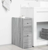 VidaXL Badkamerkast smal met wielen bewerkt hout grijs sonoma eiken