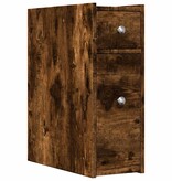 VidaXL Badkamerkast smal met wielen bewerkt hout gerookt eikenkleurig