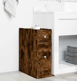 VidaXL Badkamerkast smal met wielen bewerkt hout gerookt eikenkleurig