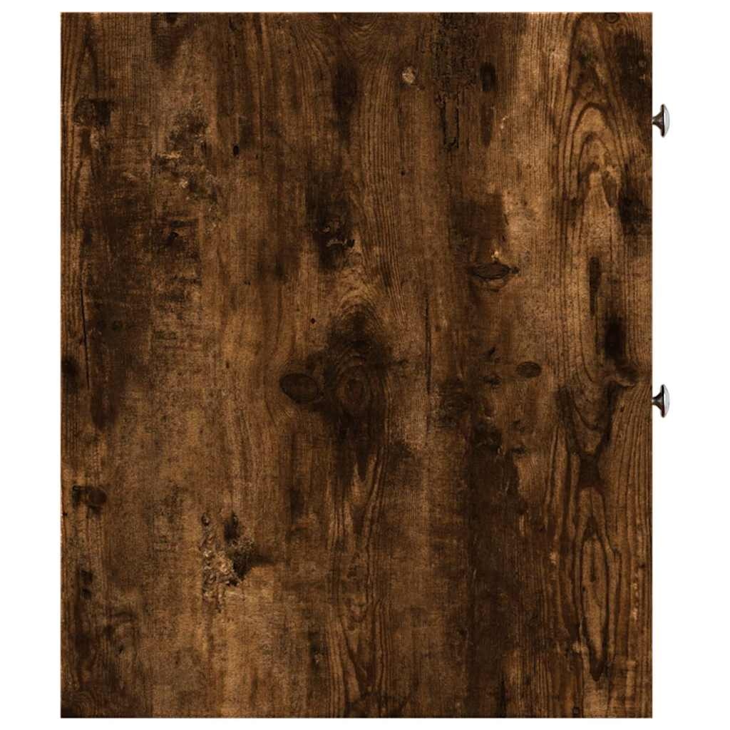 VidaXL Badkamerkast smal met wielen bewerkt hout gerookt eikenkleurig