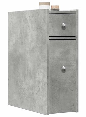 VidaXL Badkamerkast smal met wielen bewerkt hout betongrijs