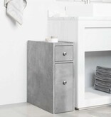 VidaXL Badkamerkast smal met wielen bewerkt hout betongrijs