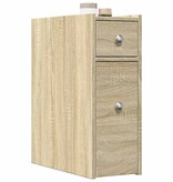 VidaXL Badkamerkast smal met wielen bewerkt hout sonoma eikenkleurig