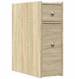 VidaXL Badkamerkast smal met wielen bewerkt hout sonoma eikenkleurig