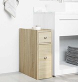 VidaXL Badkamerkast smal met wielen bewerkt hout sonoma eikenkleurig