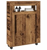 VidaXL Badkamerkast smal met wielen bewerkt hout oud houtkleurig
