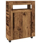 VidaXL Badkamerkast smal met wielen bewerkt hout oud houtkleurig