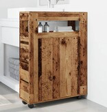 VidaXL Badkamerkast smal met wielen bewerkt hout oud houtkleurig