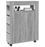 VidaXL Badkamerkast smal met wielen bewerkt hout grijs sonoma eiken