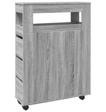 VidaXL Badkamerkast smal met wielen bewerkt hout grijs sonoma eiken