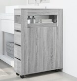 VidaXL Badkamerkast smal met wielen bewerkt hout grijs sonoma eiken