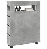 VidaXL Badkamerkast smal met wielen bewerkt hout betongrijs