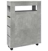 VidaXL Badkamerkast smal met wielen bewerkt hout betongrijs