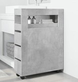 VidaXL Badkamerkast smal met wielen bewerkt hout betongrijs