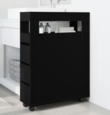 VidaXL Badkamerkast smal met wielen bewerkt hout zwart