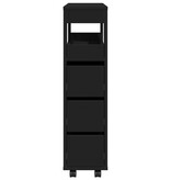 VidaXL Badkamerkast smal met wielen bewerkt hout zwart