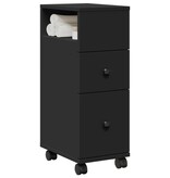VidaXL Badkamerkast smal met wielen bewerkt hout zwart