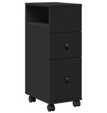 VidaXL Badkamerkast smal met wielen bewerkt hout zwart