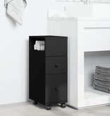 VidaXL Badkamerkast smal met wielen bewerkt hout zwart