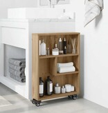 VidaXL Opbergtrolley smal 48x13x68 cm bewerkt hout artisanaal eiken