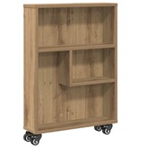 VidaXL Opbergtrolley smal 48x13x68 cm bewerkt hout artisanaal eiken