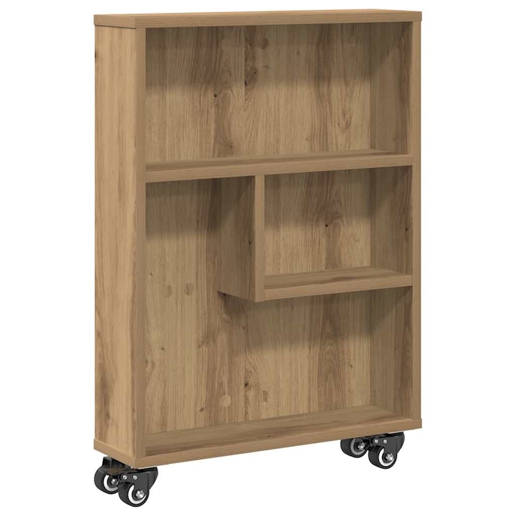 VidaXL Opbergtrolley smal 48x13x68 cm bewerkt hout artisanaal eiken