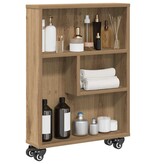 VidaXL Opbergtrolley smal 48x13x68 cm bewerkt hout artisanaal eiken