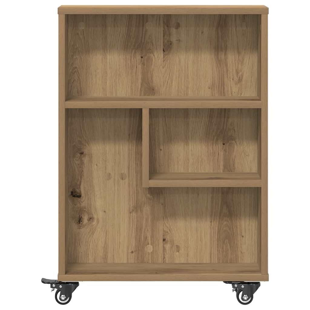 VidaXL Opbergtrolley smal 48x13x68 cm bewerkt hout artisanaal eiken
