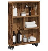 VidaXL Opbergtrolley smal 48x13x68 cm bewerkt hout oud houtkleurig