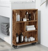VidaXL Opbergtrolley smal 48x13x68 cm bewerkt hout oud houtkleurig
