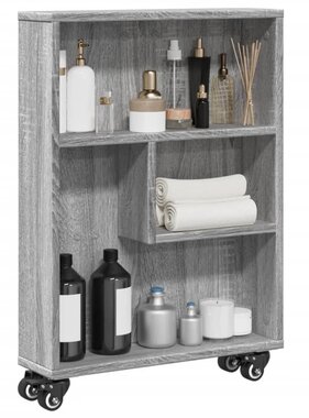 VidaXL Opbergtrolley smal 48x13x68 cm bewerkt hout grijs sonoma eiken