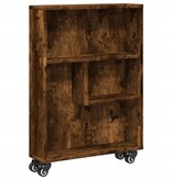 VidaXL Opbergtrolley smal 48x13x68 cm bewerkt hout gerookt eikenkleur