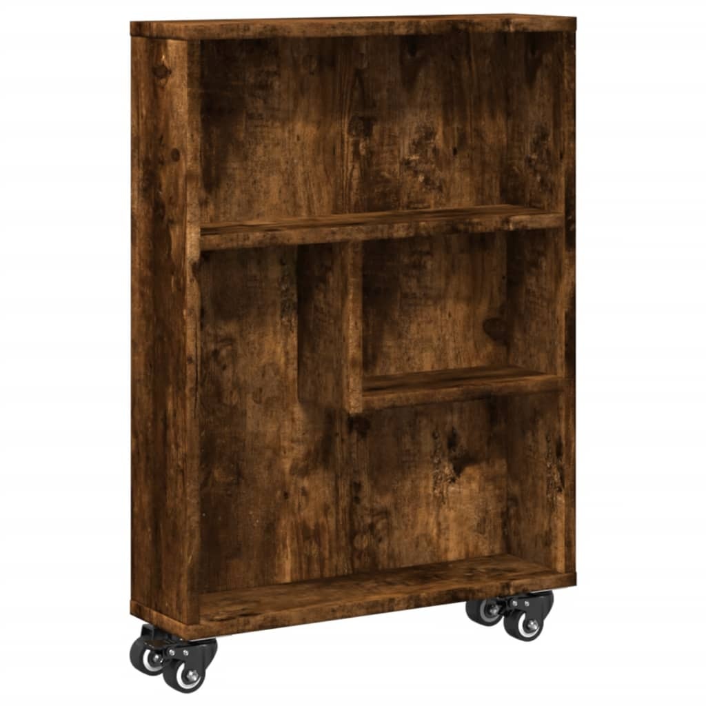 VidaXL Opbergtrolley smal 48x13x68 cm bewerkt hout gerookt eikenkleur