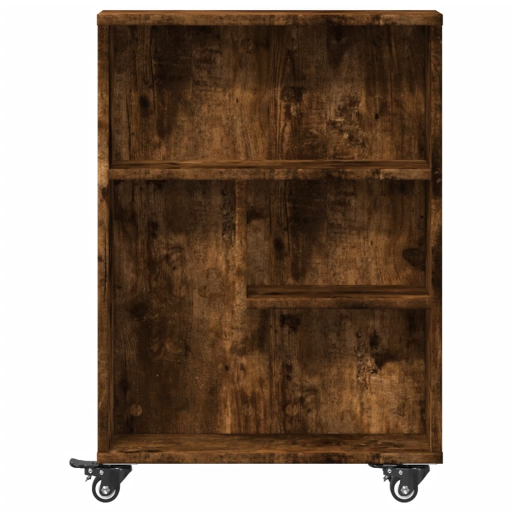 VidaXL Opbergtrolley smal 48x13x68 cm bewerkt hout gerookt eikenkleur