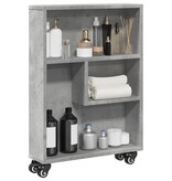 VidaXL Opbergtrolley smal 48x13x68 cm bewerkt hout betongrijs