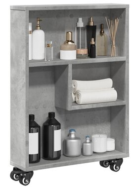 VidaXL Opbergtrolley smal 48x13x68 cm bewerkt hout betongrijs